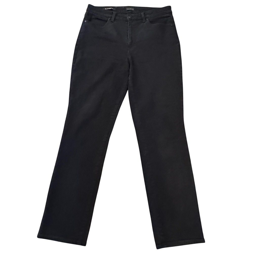 Talbots Straight Leg Jeans Womens 12 Black Excellent Curvy High Rise Denim
